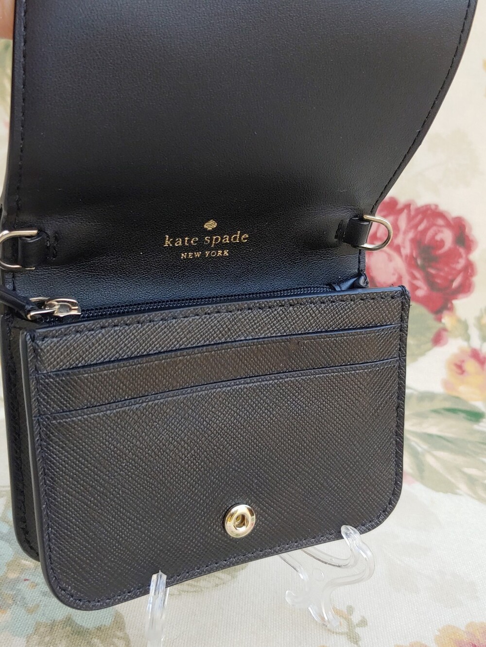 kate spade New York Black Saffiano Leather Compact Wallet - Picture 4 of 15